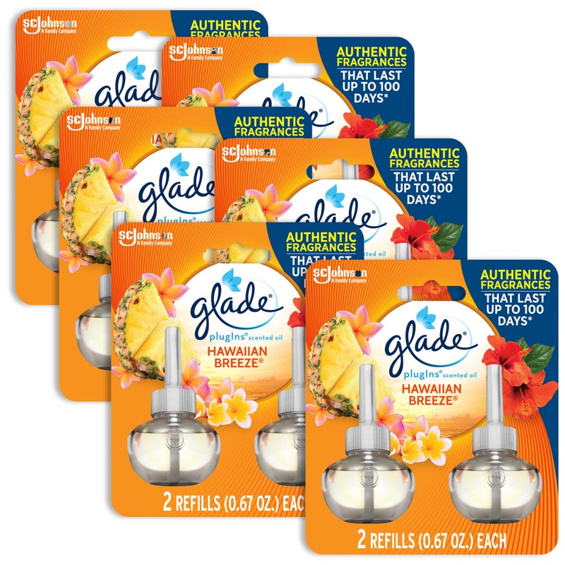 Glade Plugins Scented Oil Hawaiian Breeze Refill 134 Fluid Ounce 2 Count Pack of 6